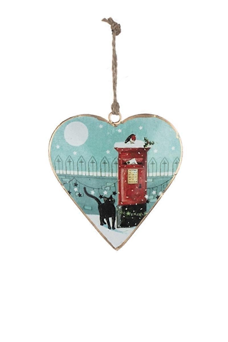 Shoeless Joe Cat and Post Box Heart Shaped Christmas Tree Decoration
