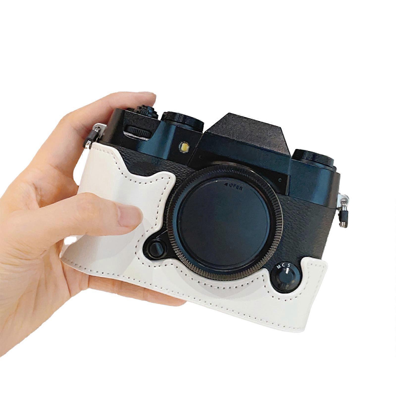 PU Leather Camera Half Case Bag Cover for XT50 Camera Featuring Plushes Interior  White