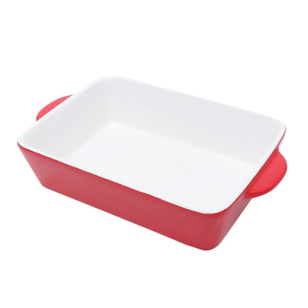 Pink Baking Pan Ceramics Baking Tray Oven Use Red 21x13cm High Temperature Firing 1Set