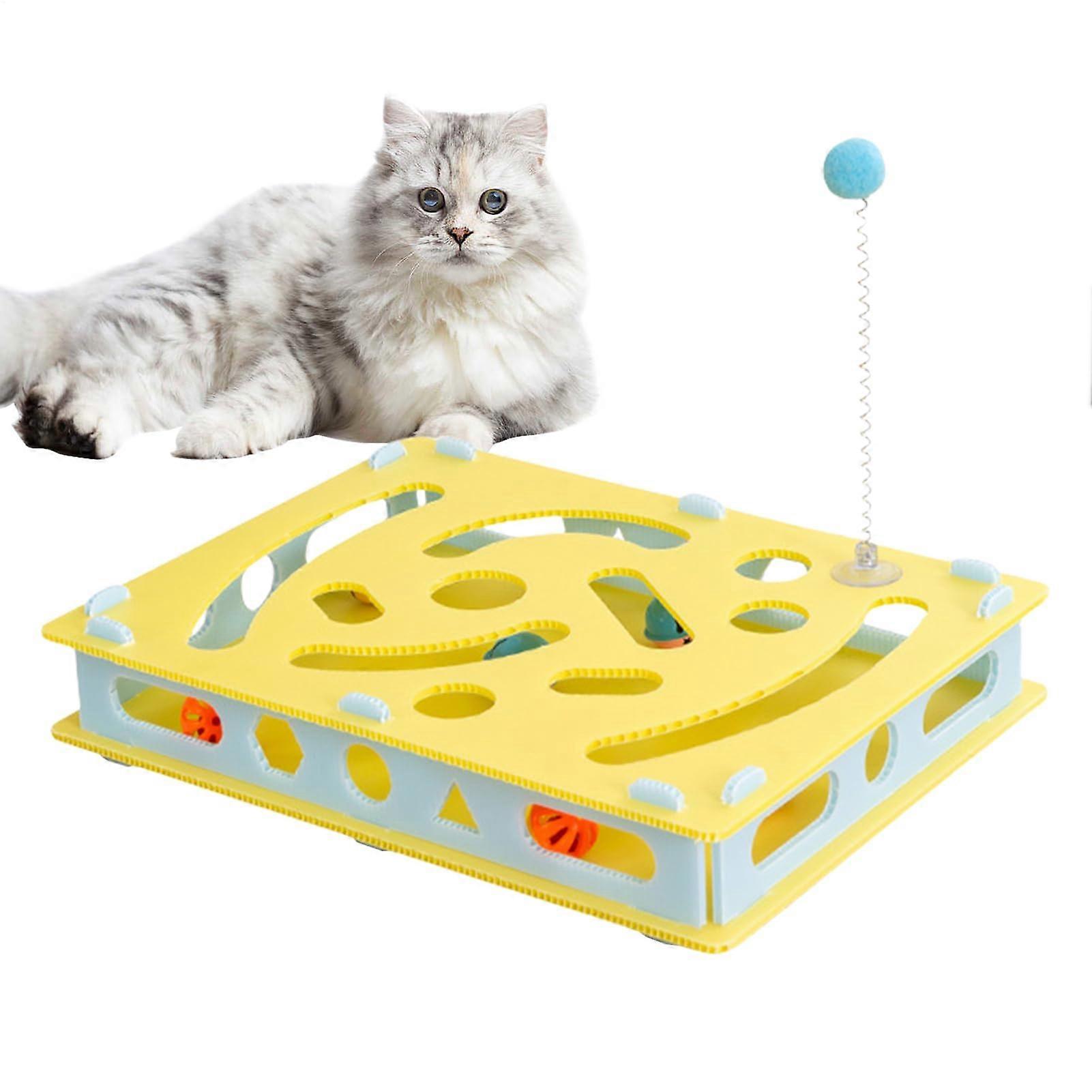 Interactive Cat Toy Maze Box with Bell Balls and Digging Holes for Indoor Cats