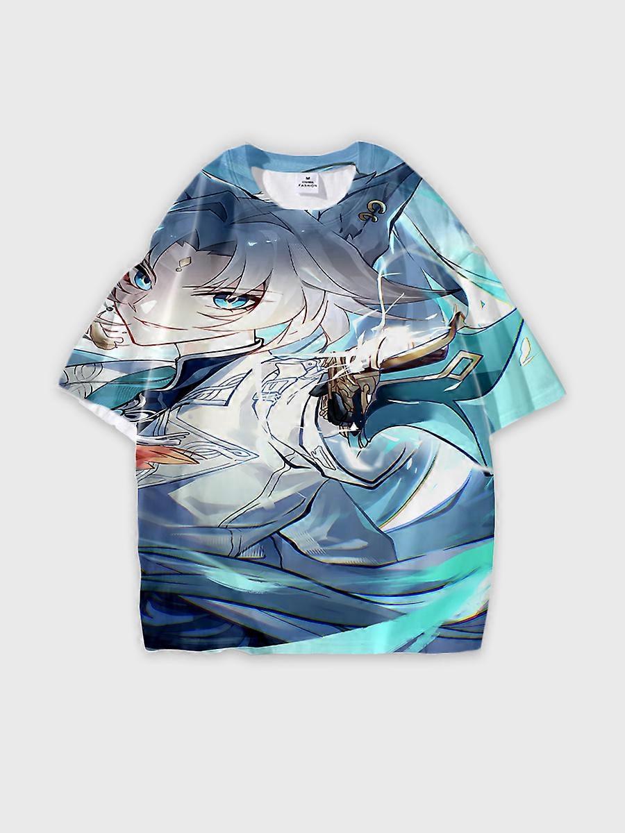 T-shirt round neck Role Pattern loose short sleeve C519