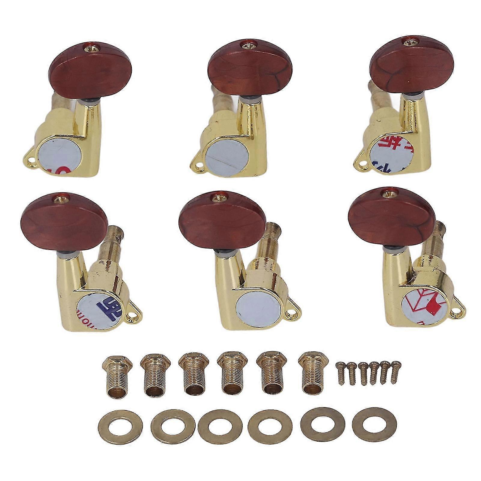 Guitar String Tuning Keys Pegs Machine Heads Locking Tuners 3R 3L Beveled Closed Oval