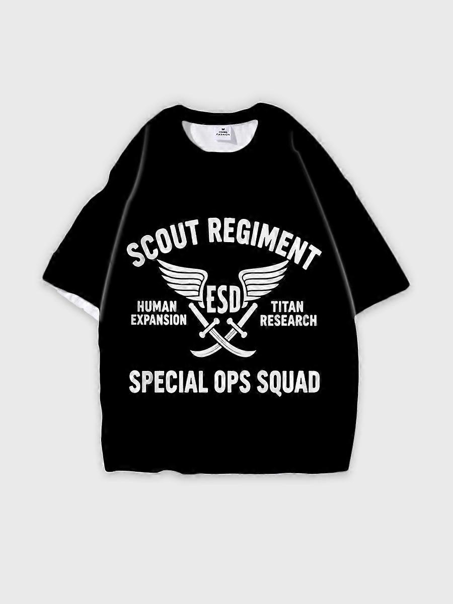 T-shirt round neck Character Pattern loose short sleeve E1162