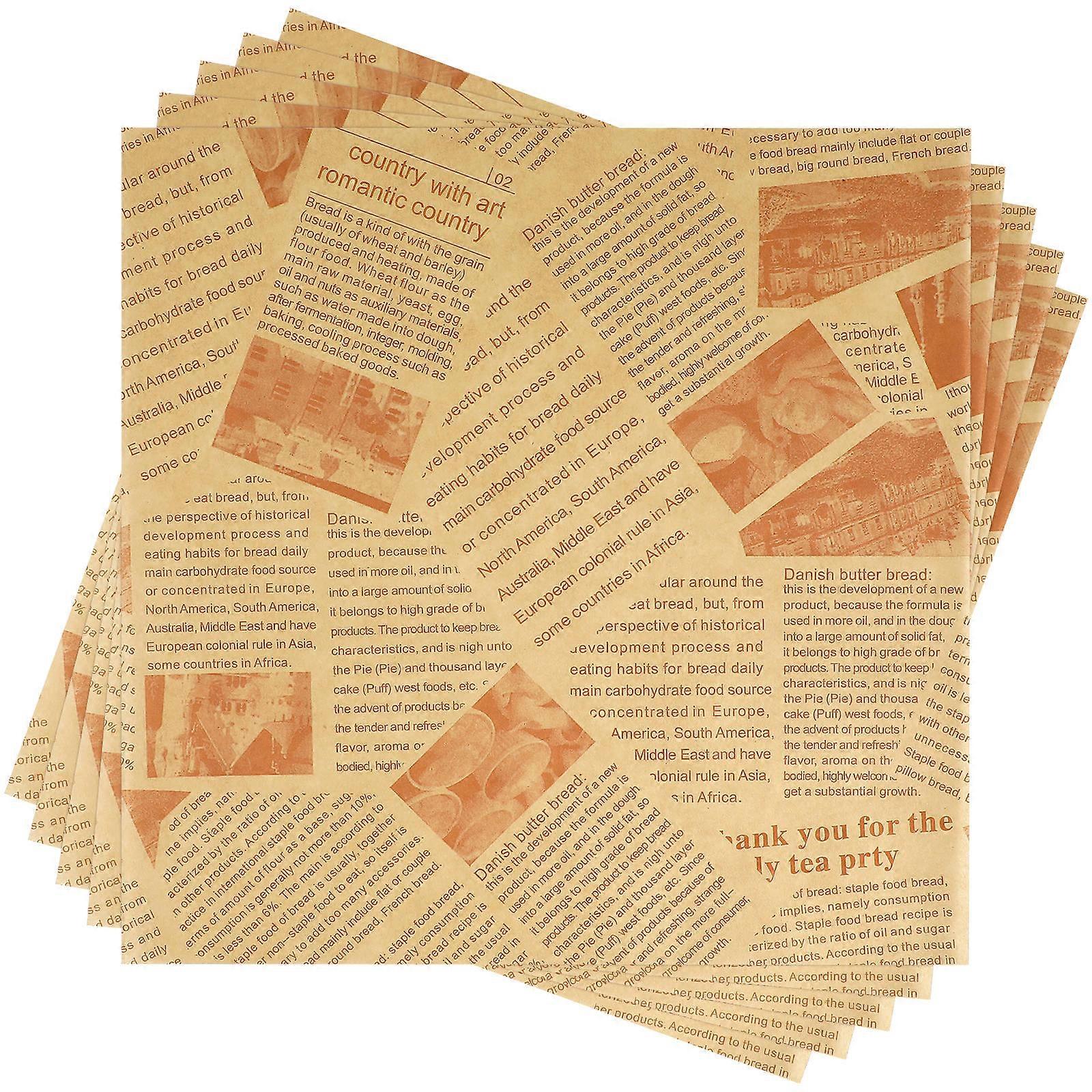 100pcs Greaseproof Food Wraps, Retro Design for Sandwiches, Burgers, Chips & Snacks, Ideal for Picnics & Lunch Boxes