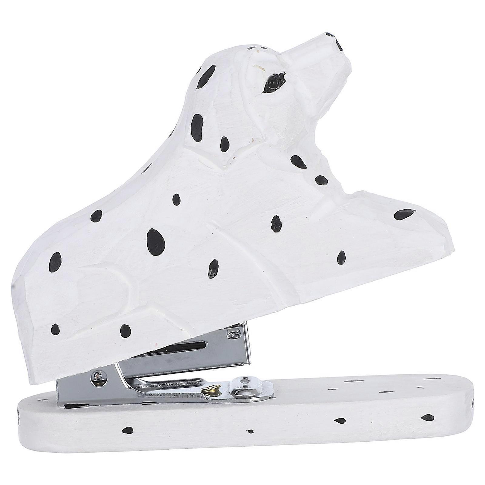 Mini Dalmatian Wooden Stapler Ergonomic Animal Office Supply Compact Handmade Desktop Accessory Combining Efficiency And Decorative Charm