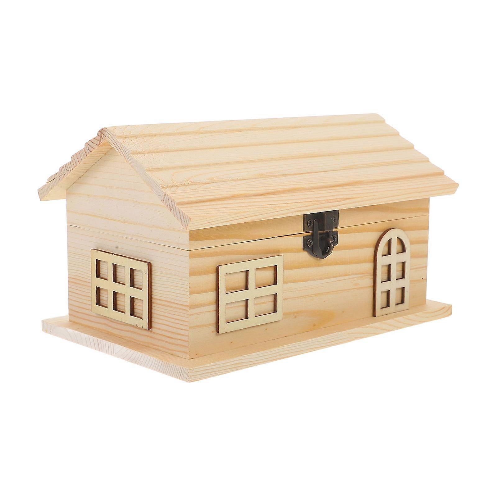 DIY Unfinished Wooden Piggy Bank for Kids to Paint and Save Money 6 x 4.5 x 4 Inches