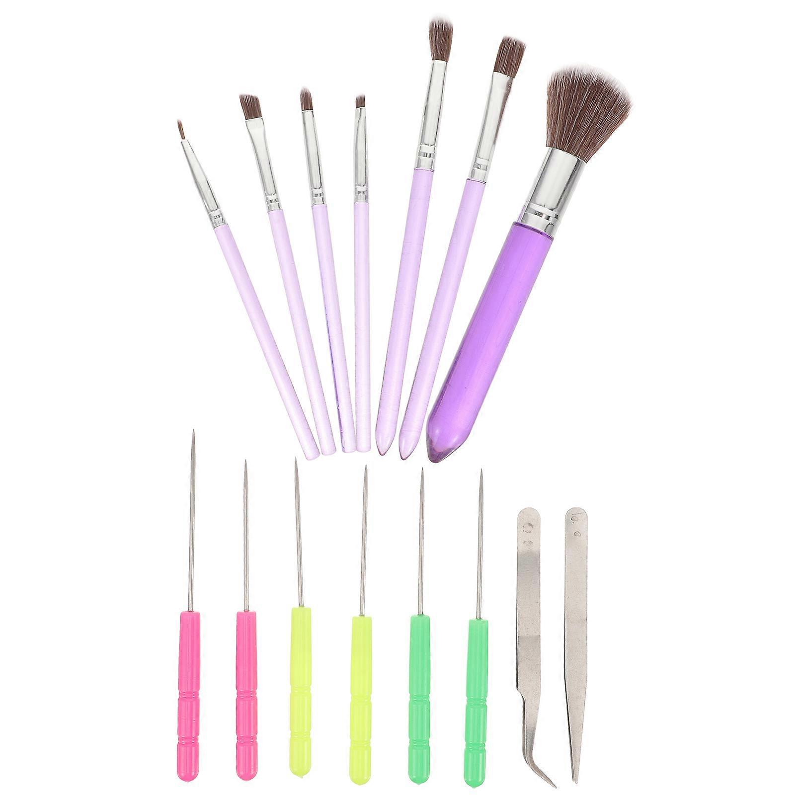 MultiFunction Cake Decorating Brushes with Assorted Color Tips for Home Use Plastic and Stainless Steel 1 Set