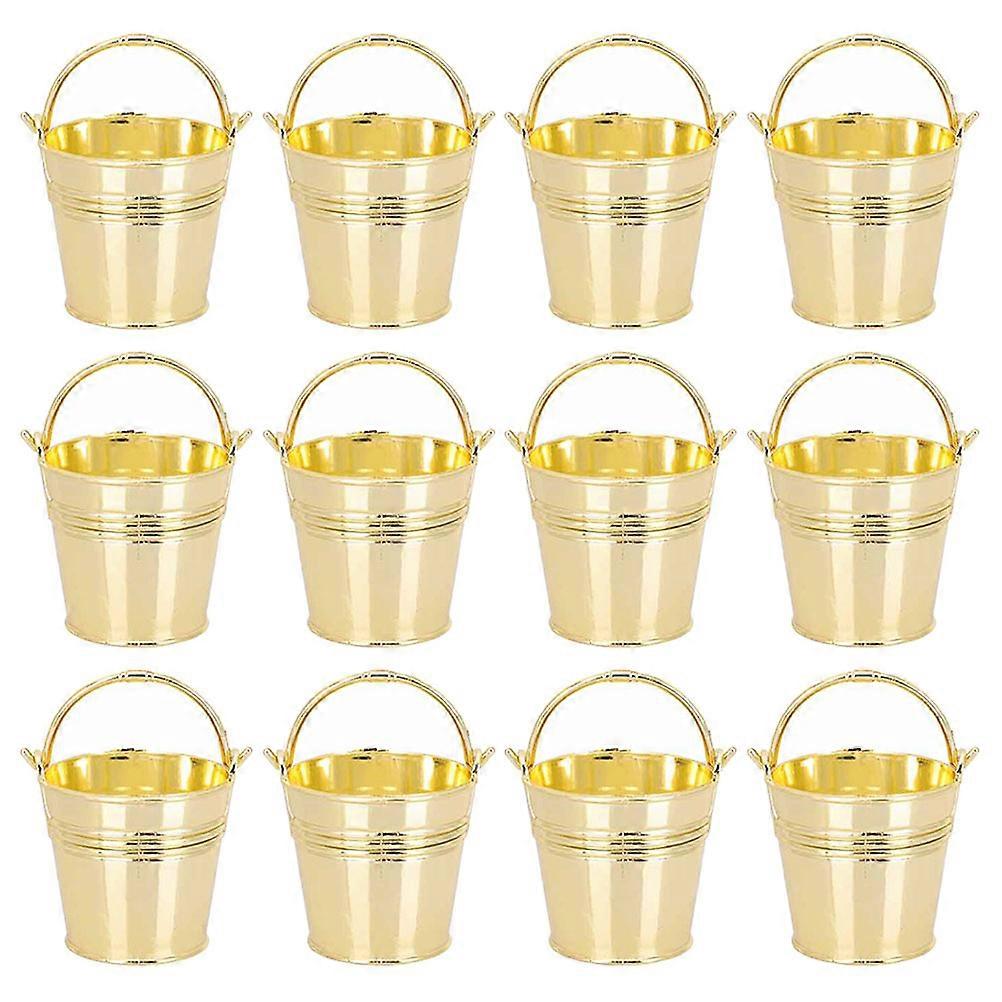 Golden Plastic Candy Bucket for Storage Use with Classic Design and Large Capacity 12pcs