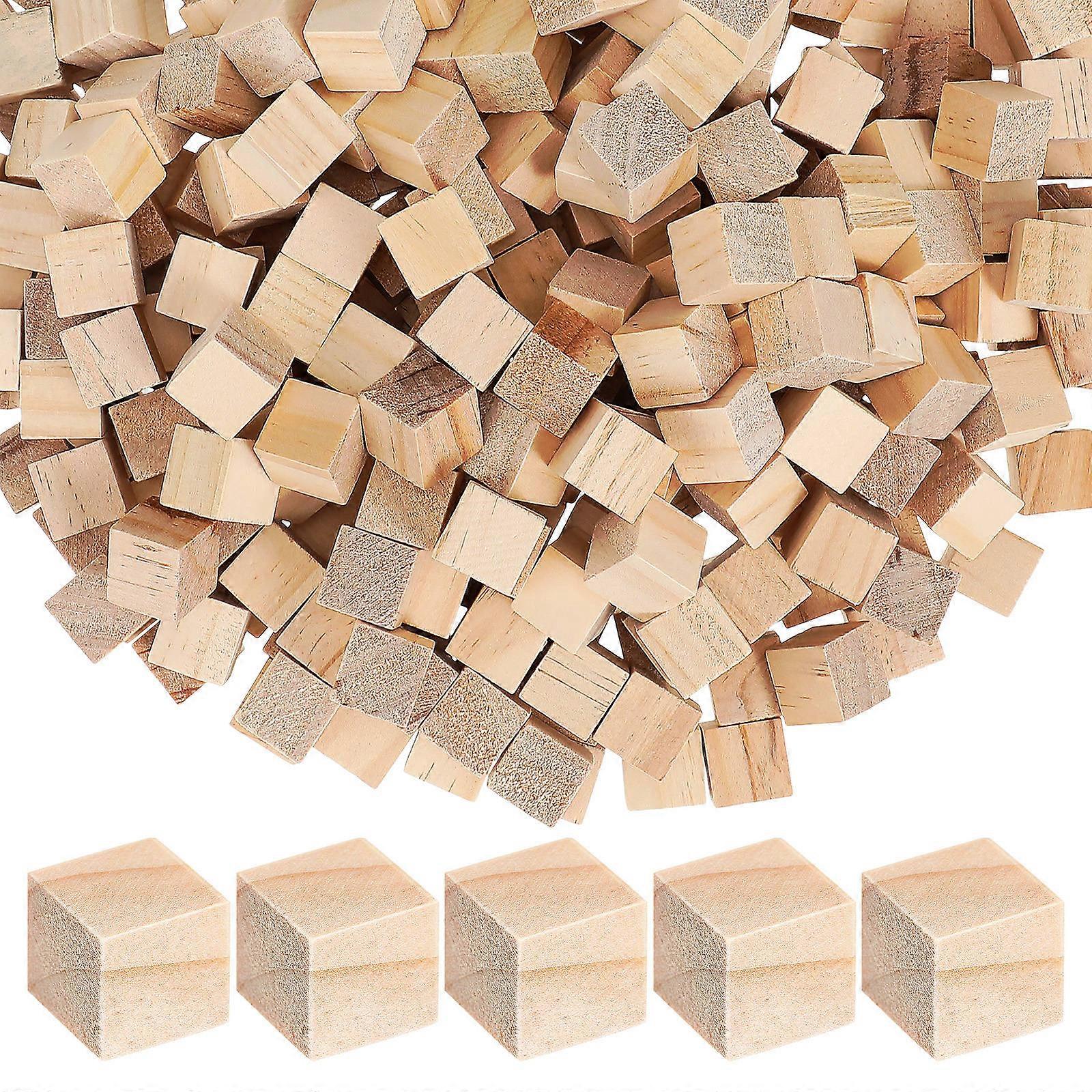 Wood Blocks for Crafts with Simple Shape Safe to Use and Abundant Quantity 300 Pcs Wooden Cubes