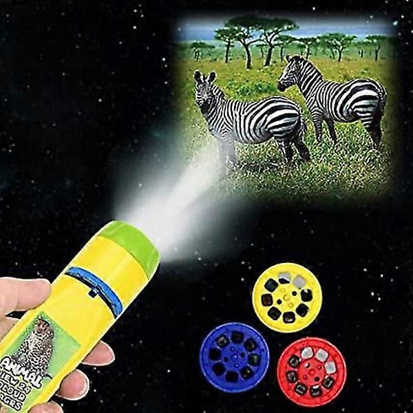 Dww-Flashlight and projector toy, children from 3 years and up, slides on and 24 wild animals, parent-child storytelling toy for boys and girls (anima