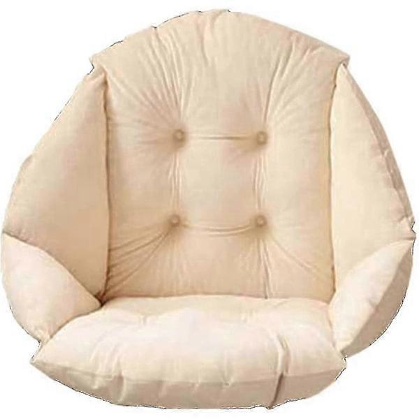 Chair cushion with backrest seat shell armchair soft velvet waterproof elastic for garden straw rattan chair beige 40 * 40 cm