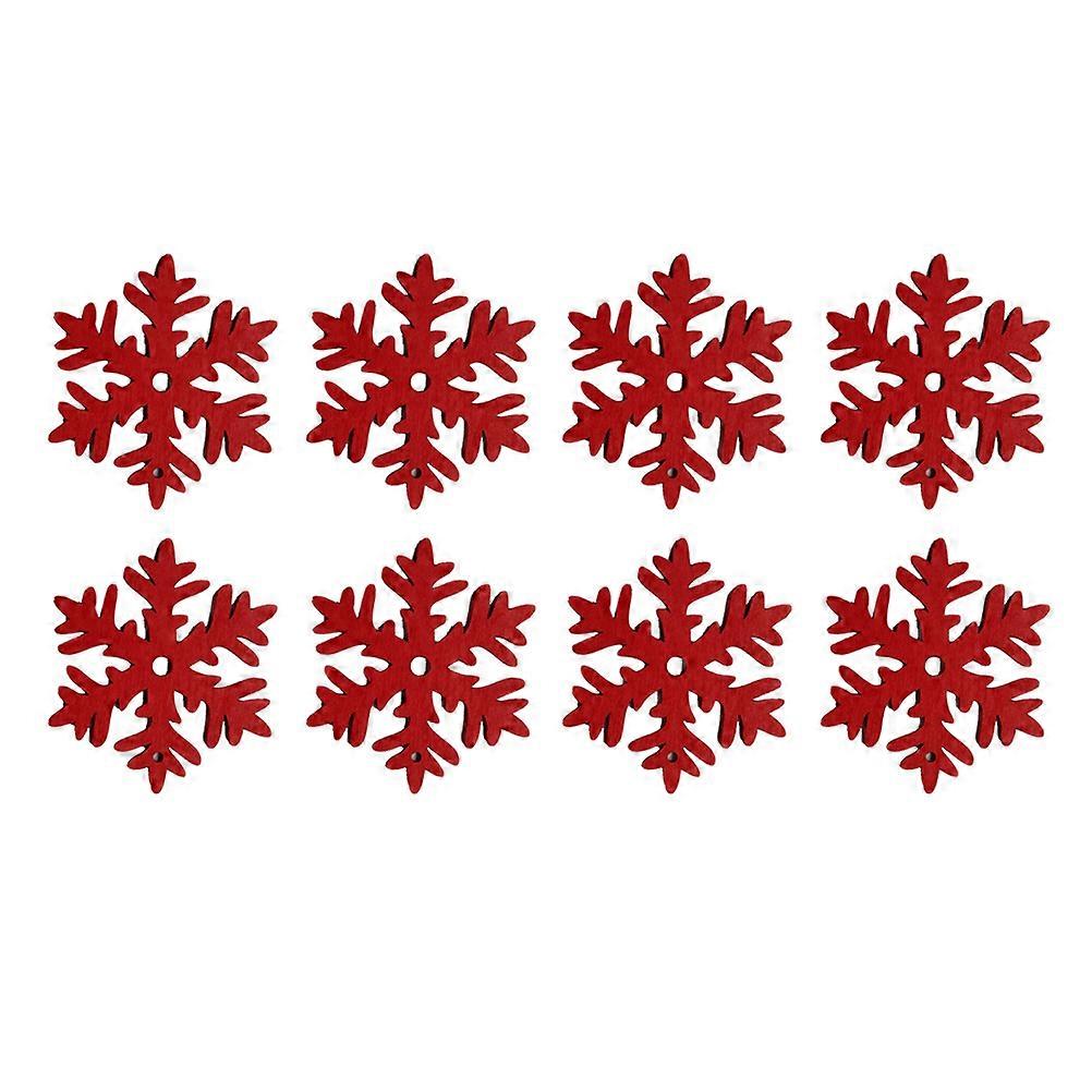 Wooden Snowflake Pendants 2 Pack Red Hanging Ornaments with Hemp Rope Decorative Pieces for Christmas Home Party Indoor Decoration