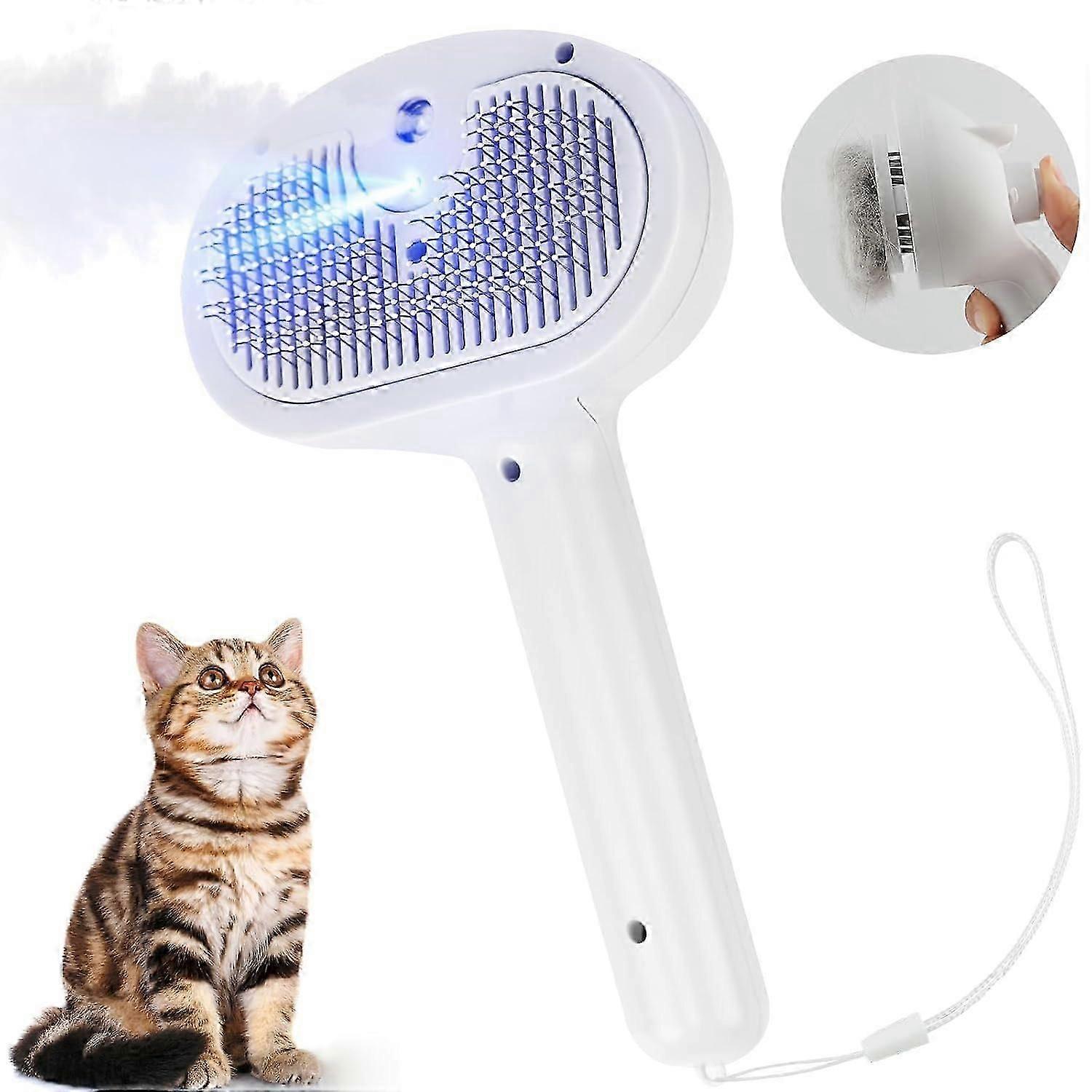 Cat Steam Brush for Shedding, 4 in 1 Steamy Cat Brush with Release Button