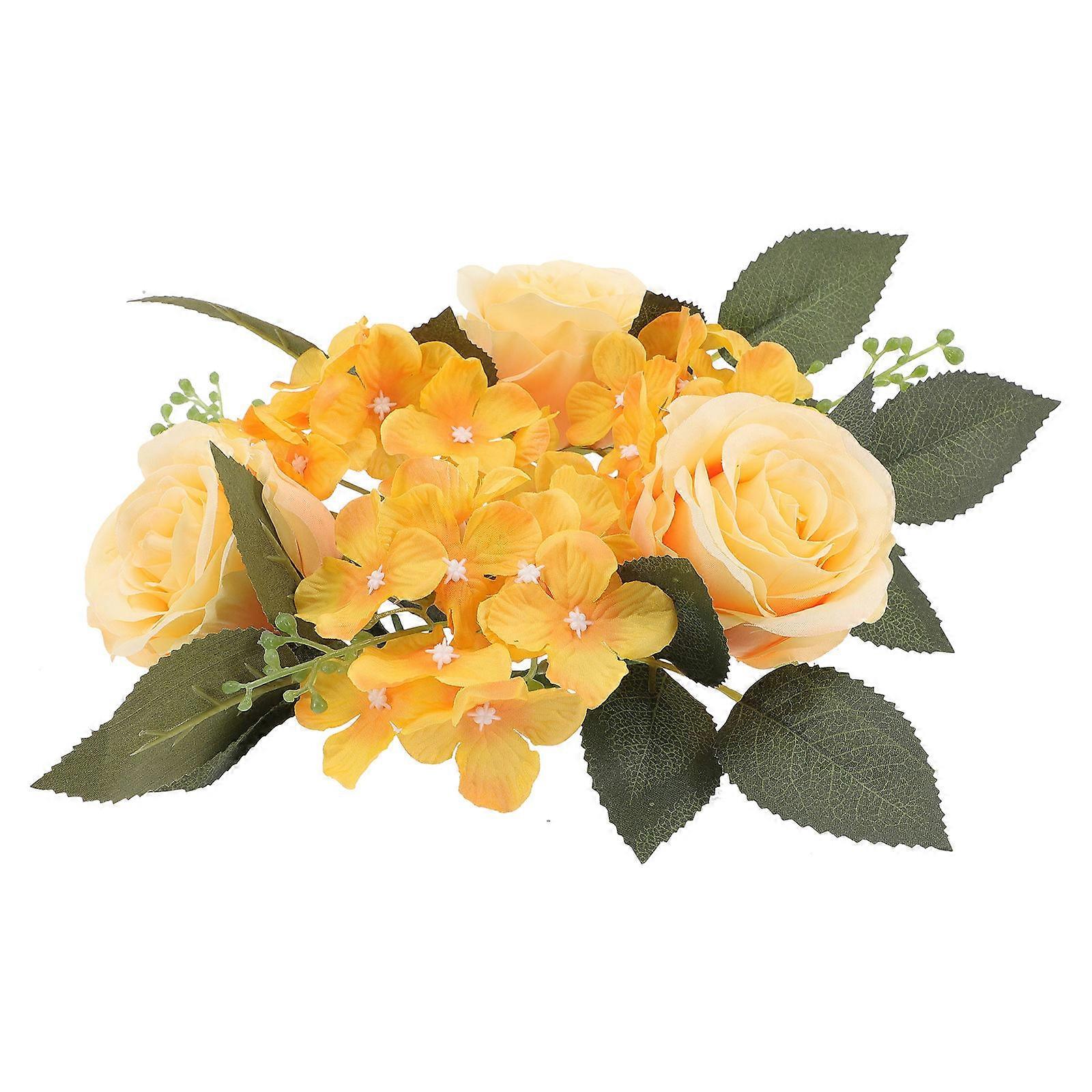 Flower Vines for Decoration Artificial Flower Wreath Wedding Decor Yellow 20x20cm Simple Design 1Set