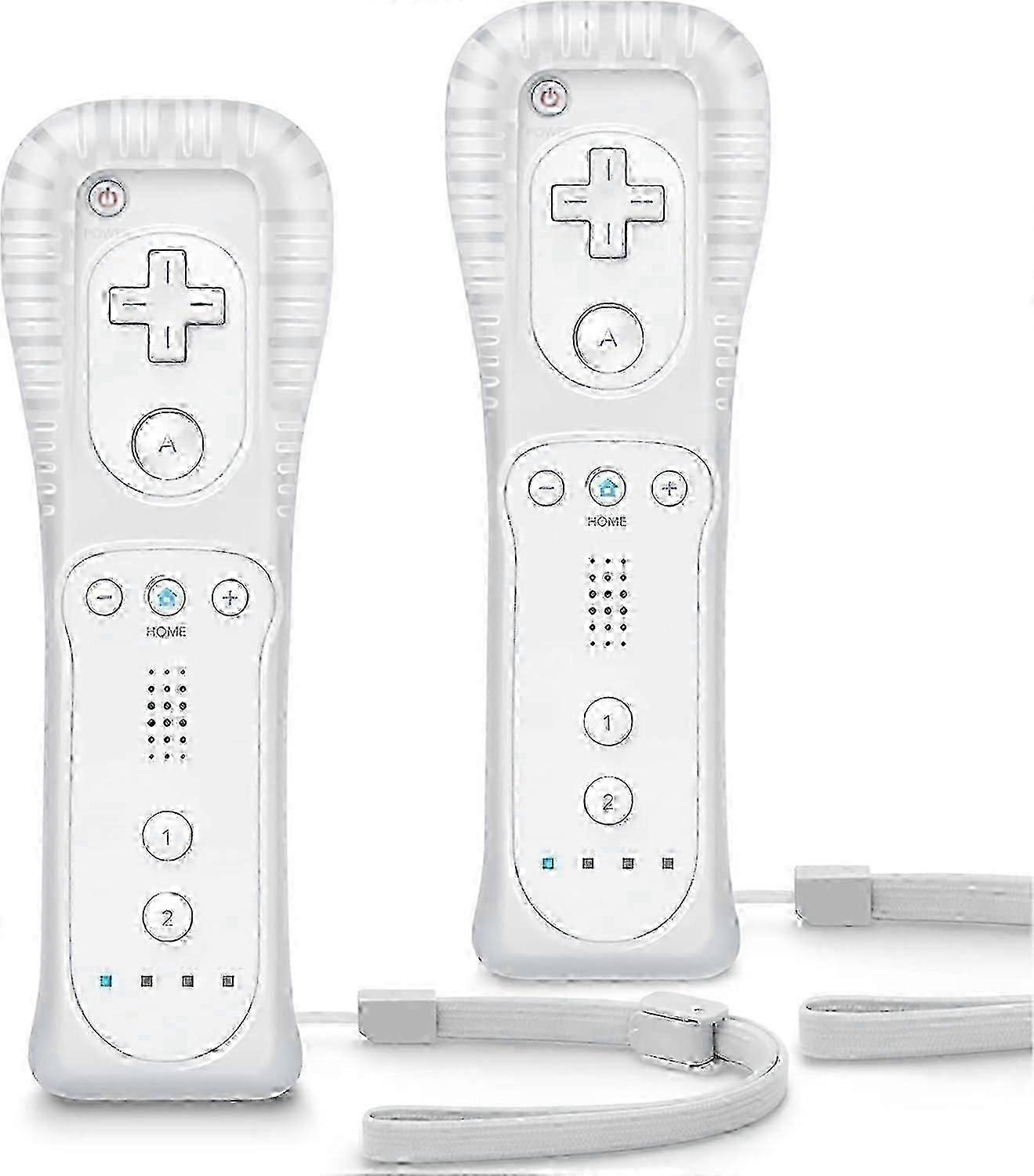 Replacement Wii Controller 2 Pack, Wii Remote Controller, with Silicone Case and Wrist Strap, Remote Controller for Wii/Wii U, White-Goodnn