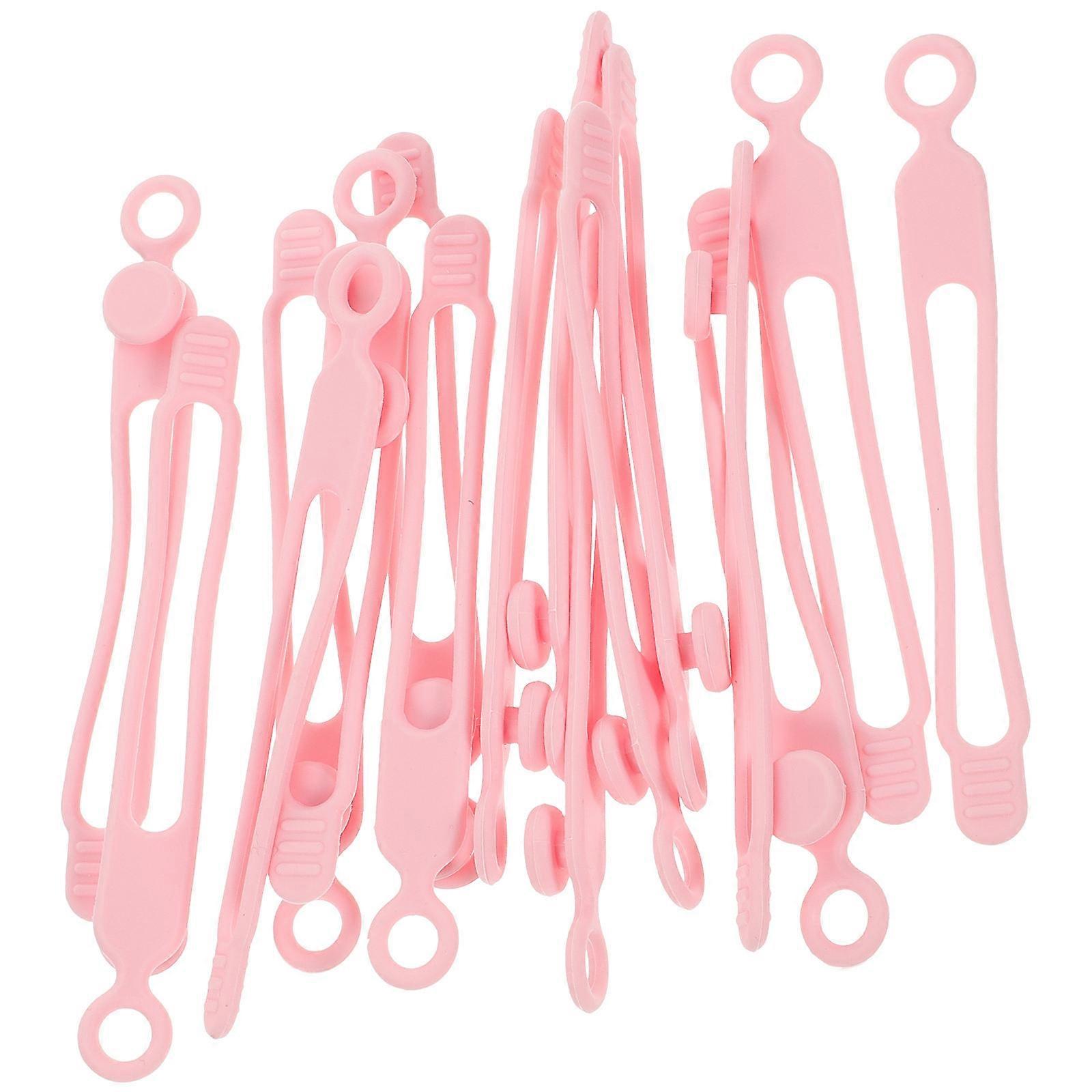 Silicone Cable Ties for Home Use Pink Flexible and Durable with 16 Pcs for Easy Cable Management