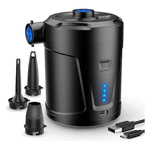 Electric Air Pump, 5200 mAh Rechargeable Battery, Inflator for Inflatable Mattress with 3 Air Nozzles, Quick Inflator for