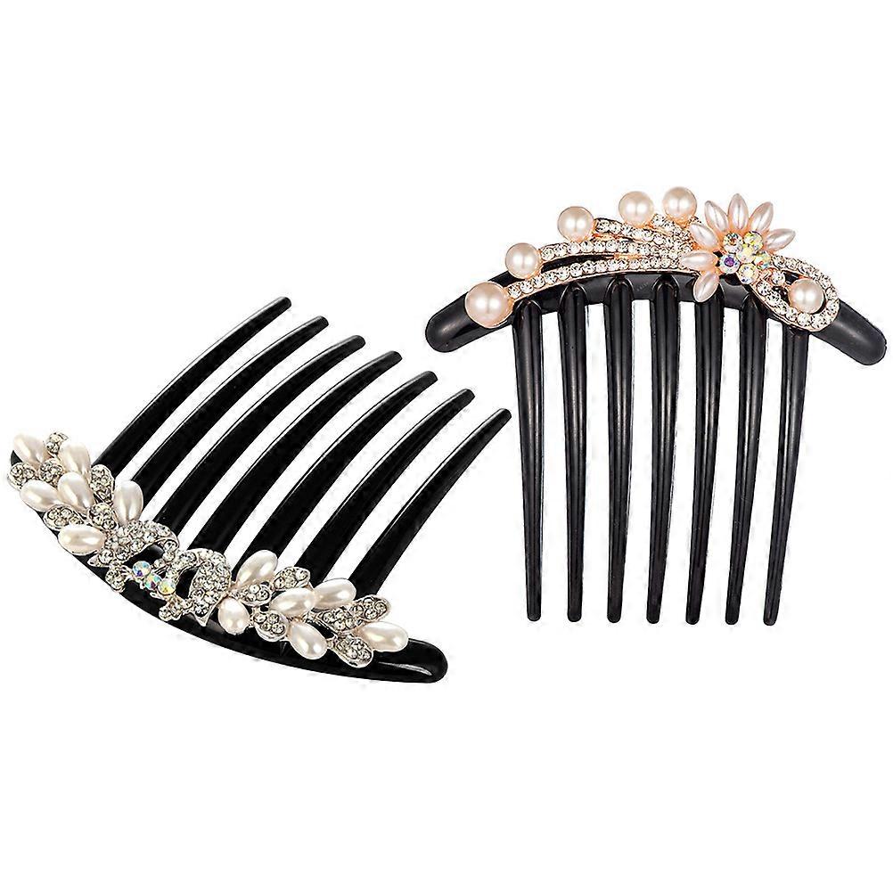 Here's a polished and professional product description based on your input:
**2PCS Pearl Hair Side Comb for Brides – Elegant Rhinestone Wedding