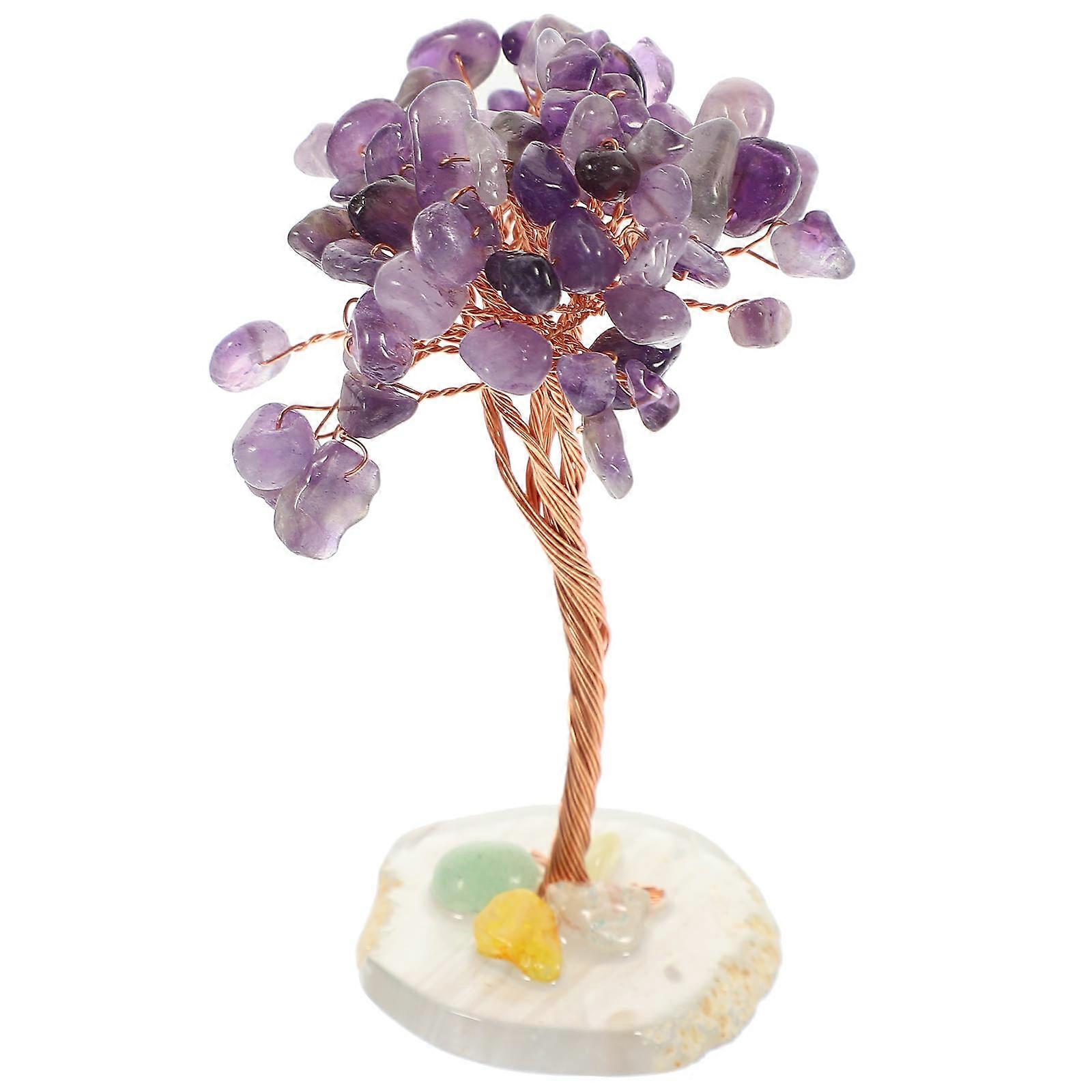 Decorative Crystal Tree Tabletop Ornament For Feng Shui Wealth Home Office Meditation Decoration 11X6CM 1Set