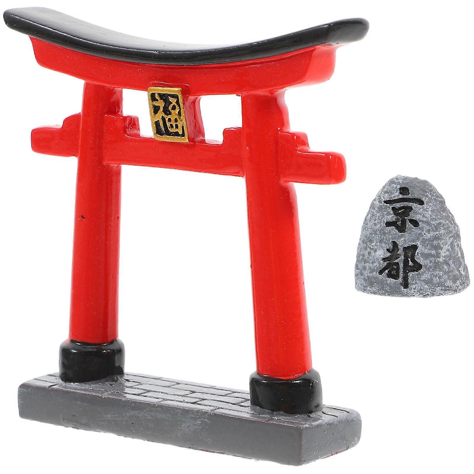 Japanese Miniature Gate Ornament for Aquarium Decor Resin Red Artistic Design 3.54 x 2.95 x 2.36 Inches