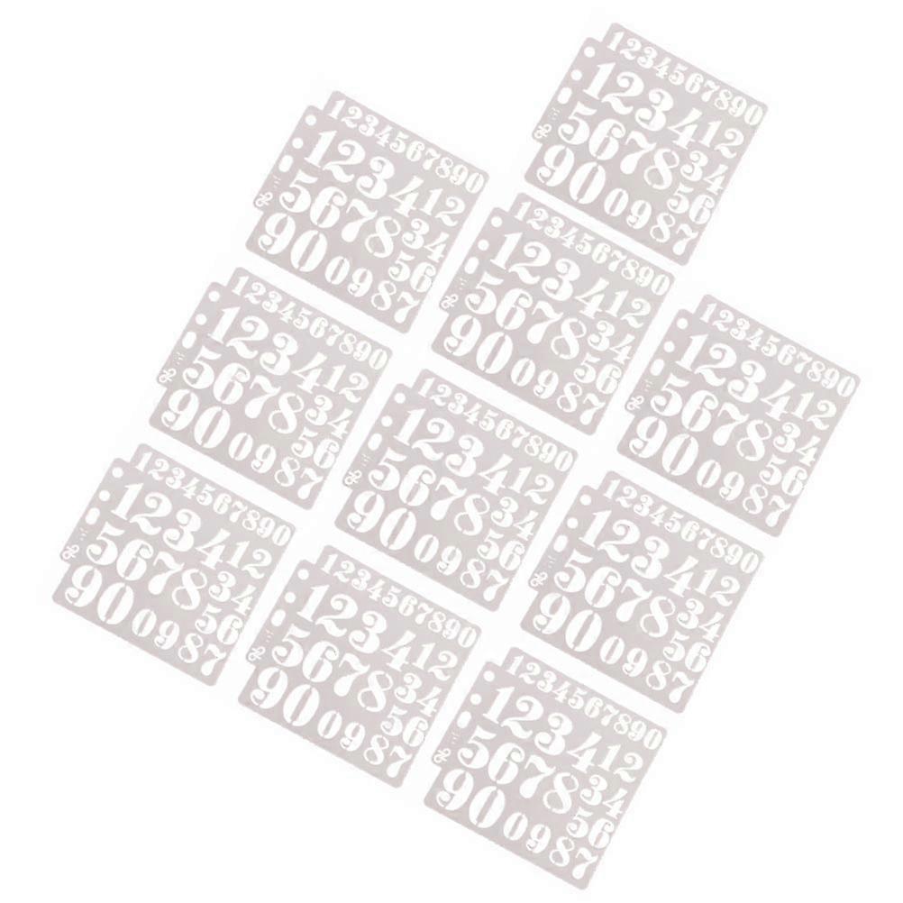 White Plastic Drawing Stencil Set for Craft Scrapbooking DIY Cake Coffee Decor with 10 Pieces