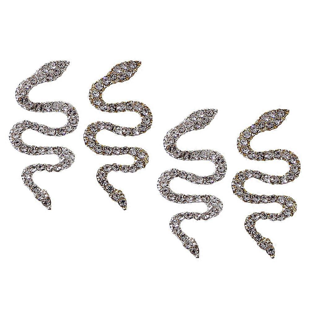 DIY Nail Tips Charm 4Pcs Snake Design Decoration for Phone Case Women Assorted Color Tool