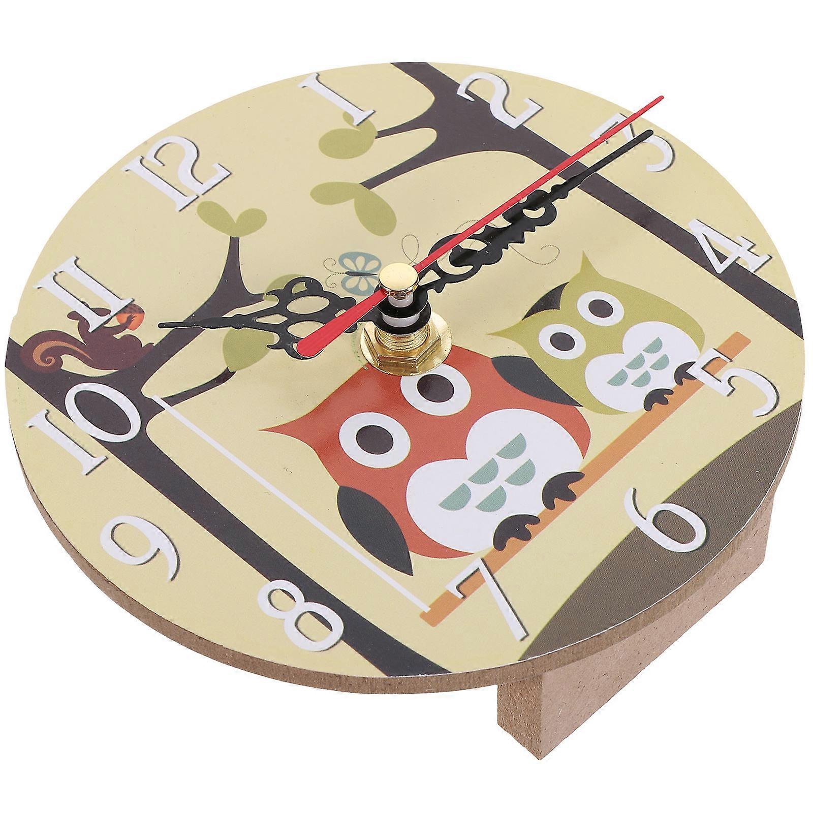 Table Clock Decor Cartoon Owl Pattern Clock Home Decor Multi Color 1Pcs