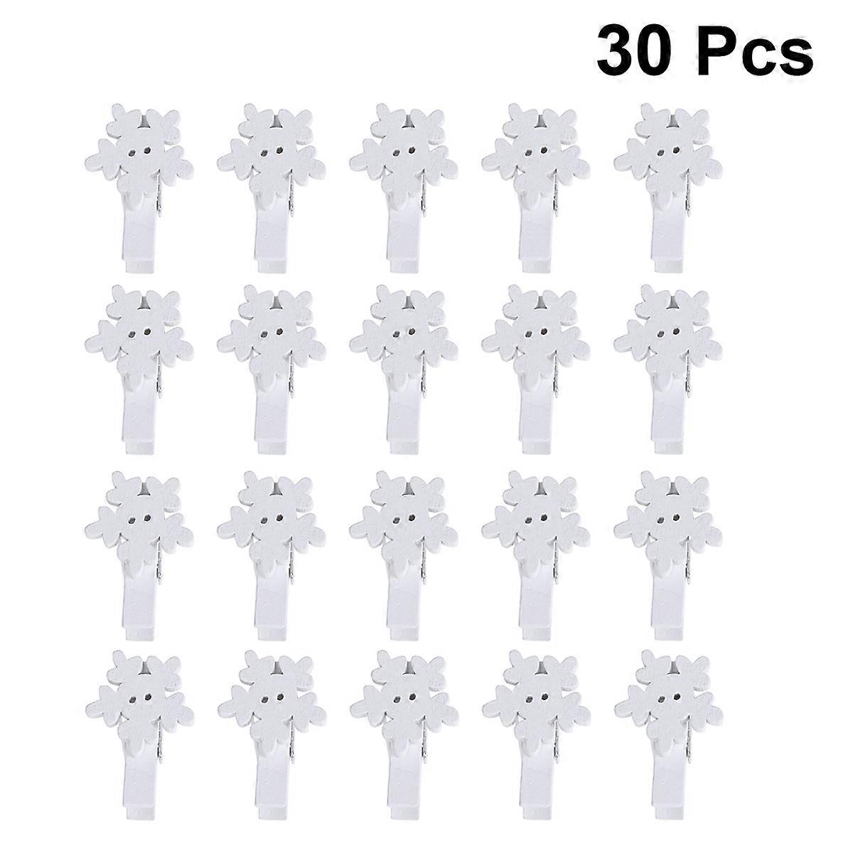 Elegant Snowflake Photo Clip 30Pcs Wooden Holders Suitable For Home And Office Decoration With Practical Features