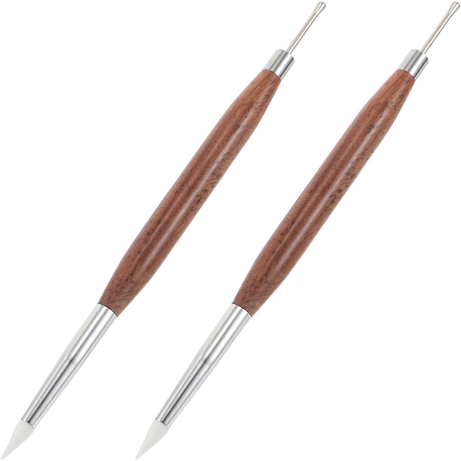 Professional Nail Brush 2Pcs Dual Ended Design Tool For Home Nail Art Beginners Cylindrical Shape Precision Control