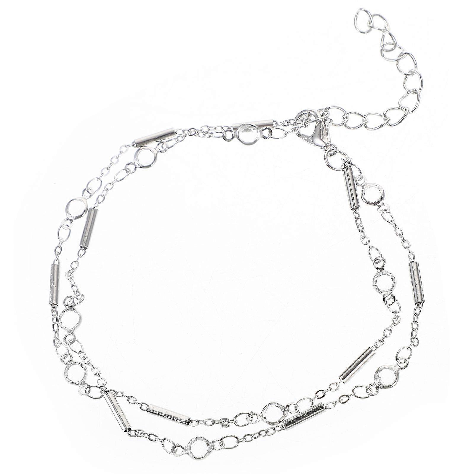 Adjustable Layered Metal Tube Anklets for Women – Lightweight, Wear Resistant Ankle Bracelets – Chic Foot Chain Jewelry for Beach and Everyday Wear
