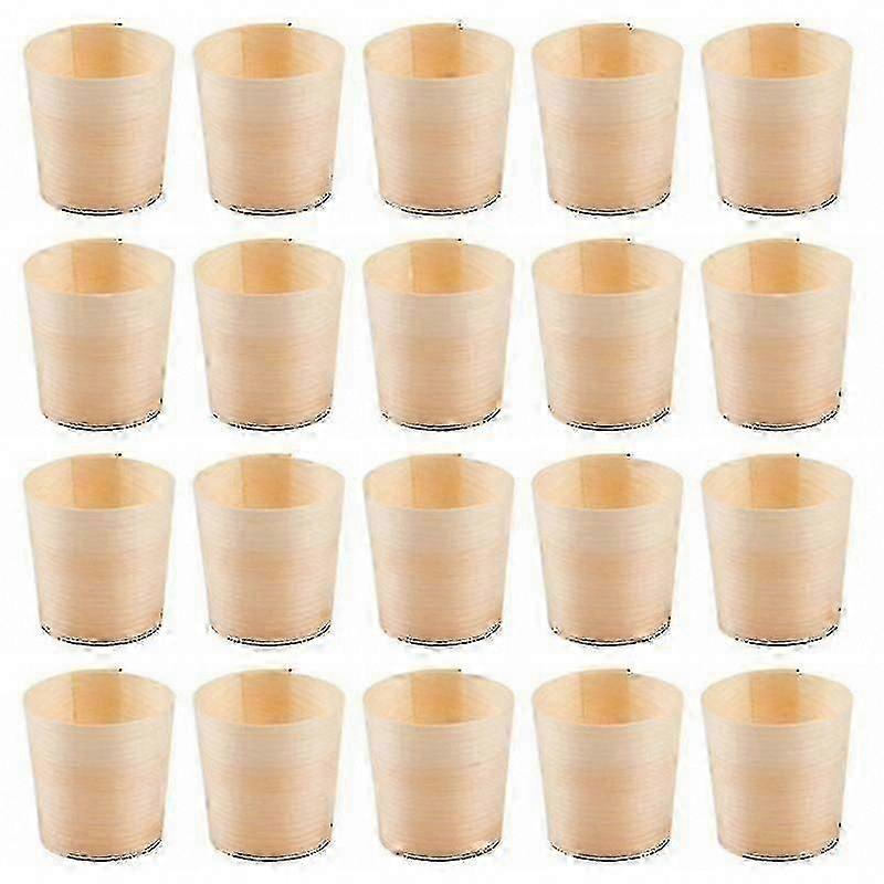 40st Engångs Trä Koppar - Runda Vattenkoppar & Bärbar Salladshållare för Fester & Evenemang