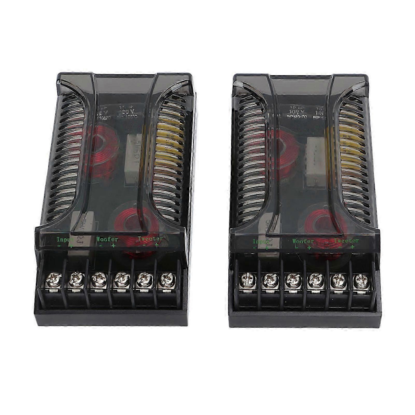 2Pcs 2 Way Car Audio Crossover Overcurrent Protection Universal Heat Dissipation