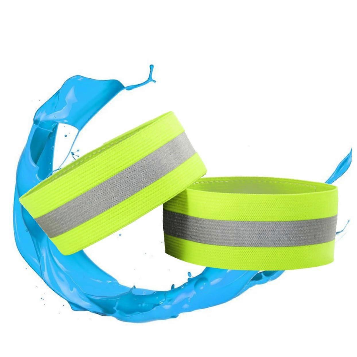 Set of 2 Reflective Wristbands for Night Running and Outdoor Sports Elastic Wrist and Ankle Bands for  Visibility When Jogging, Cycling and Hiking