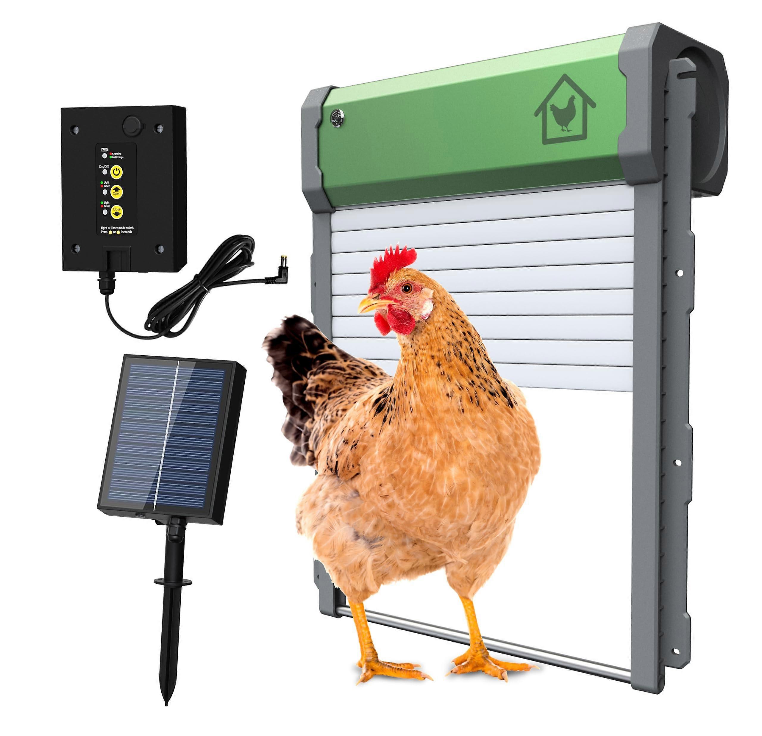Automatic Chicken Coop Door Solar Powered, Door Opener With Timer Switch, Timer Controlled Opener Closer