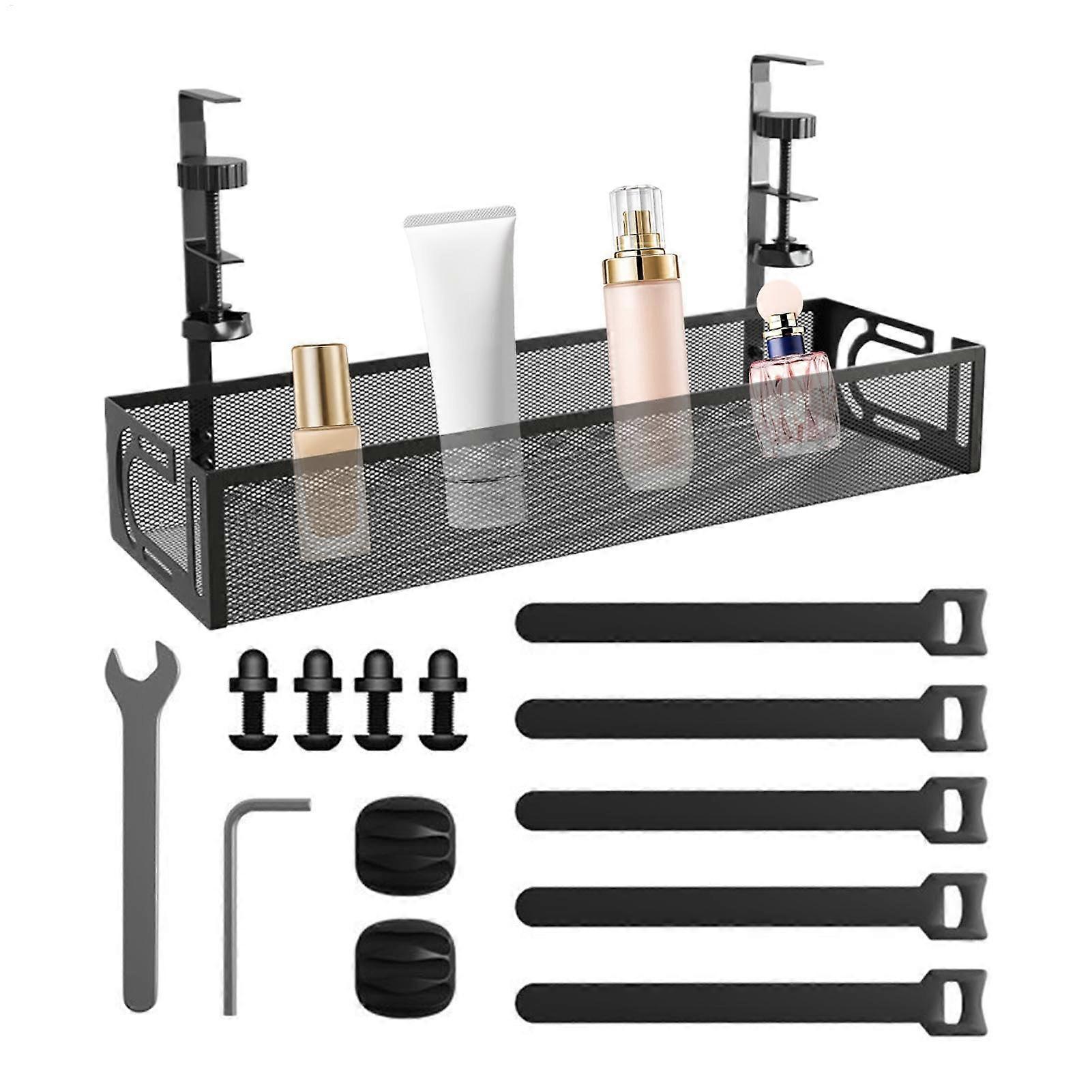 Under Desk Cable Management Tray No Drill Wire Organizer Box Black