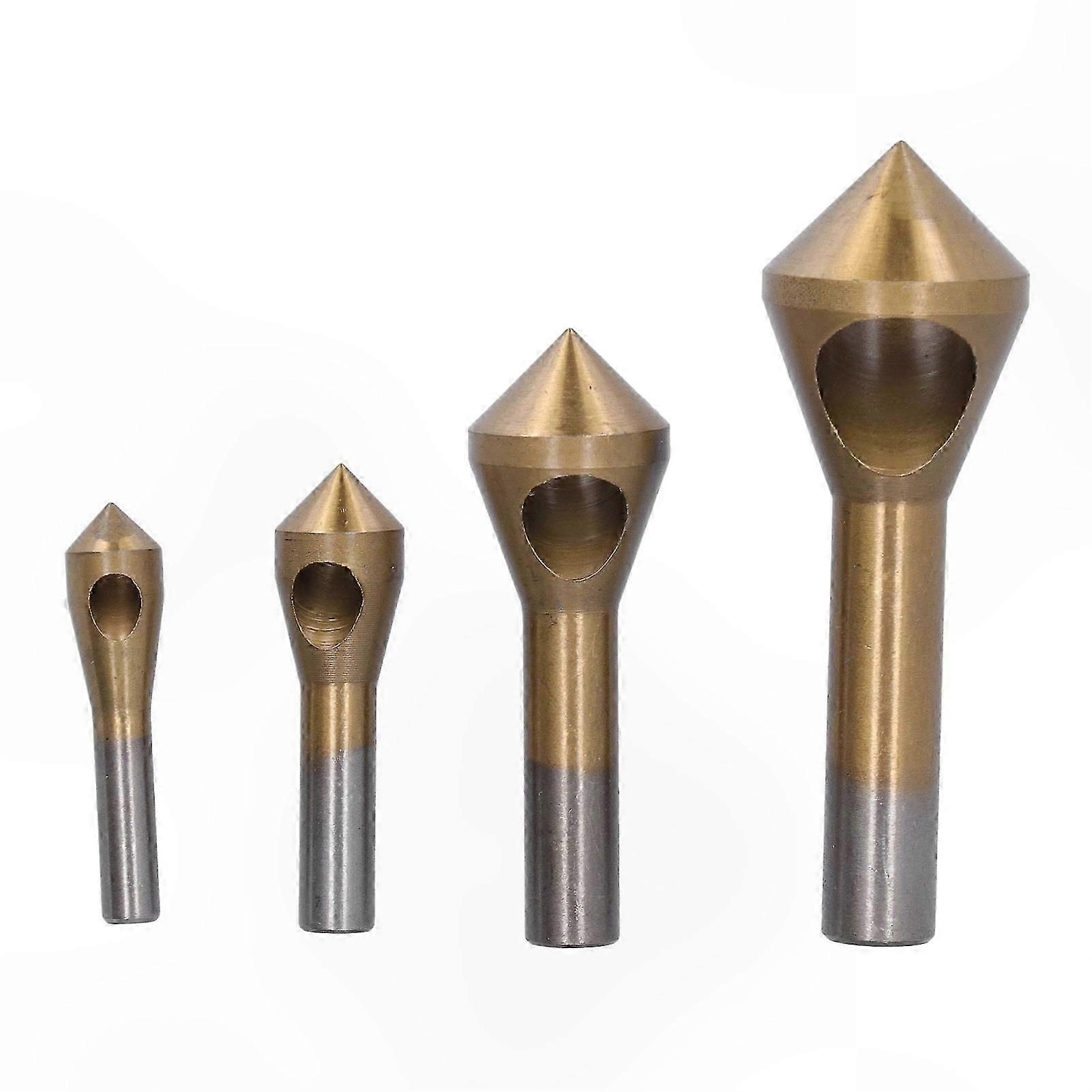 4PCS Titanium Coated HSS 90 Degree Chamfer Tools for Countersink Drilling and Milling Applications
