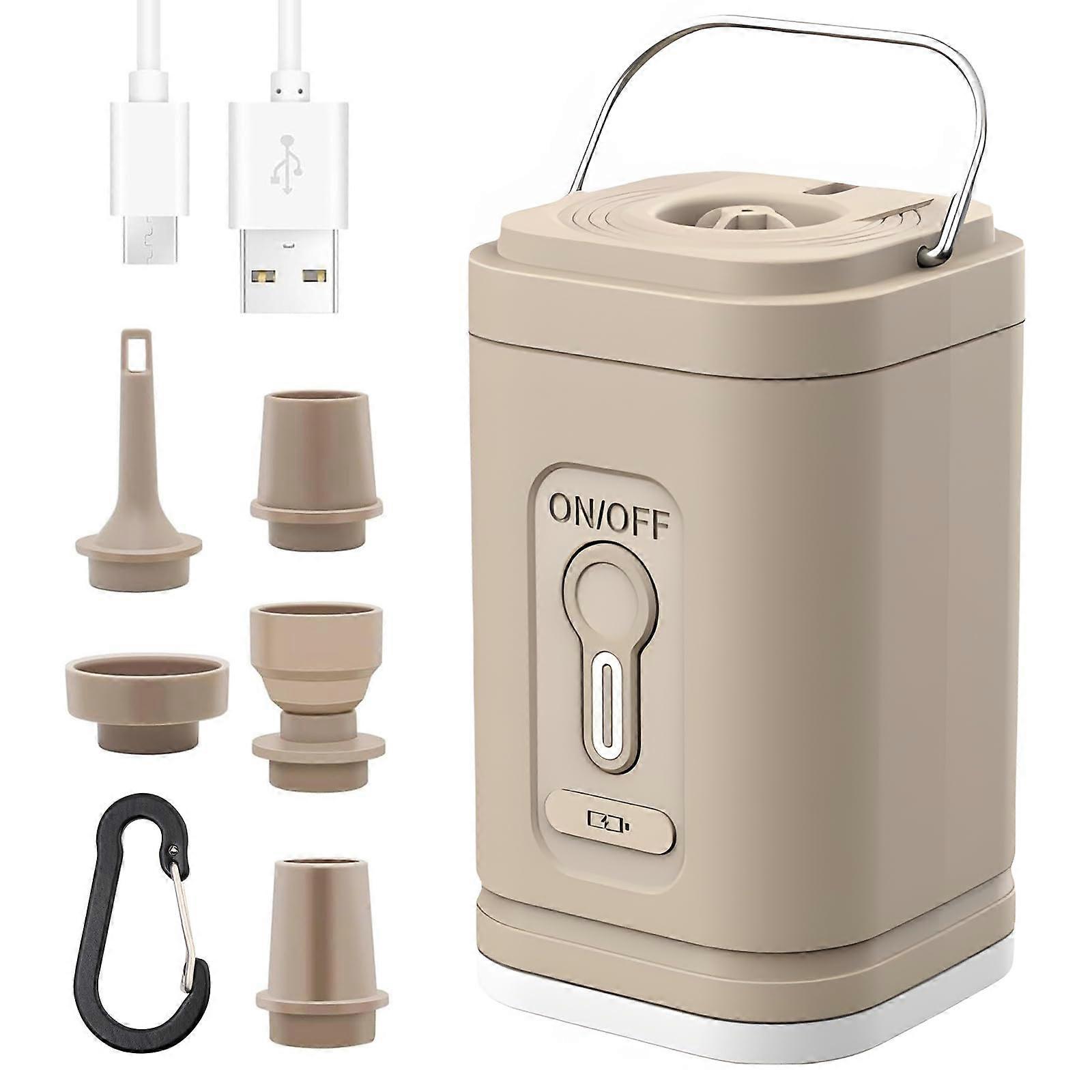 Portable Air Pump for Inflatables, Travel Mini with 5 Nozzles, Rechargeable for Pool Toys, Floats, Camping  Travel