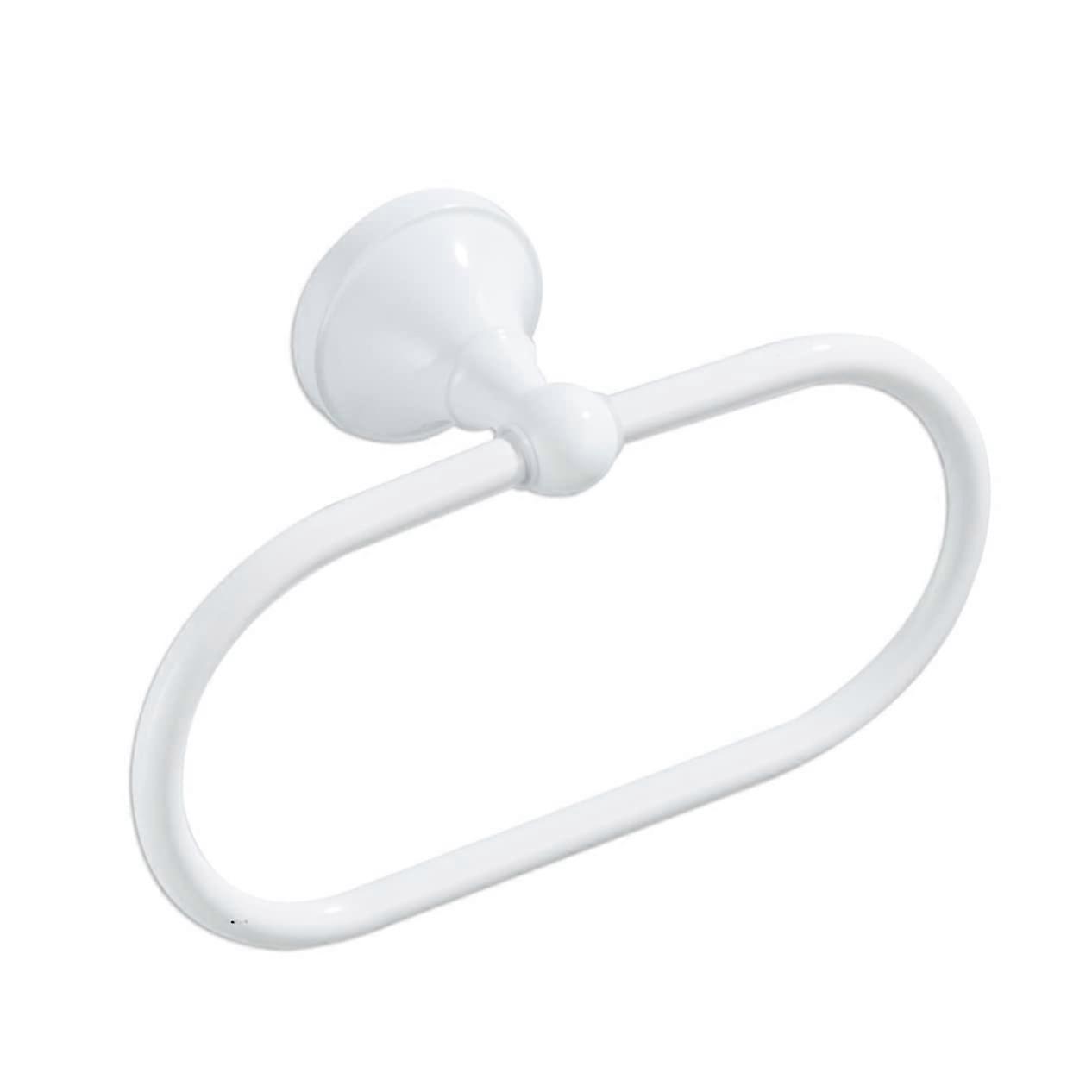 "Wall-Mounted White Oval Towel Ring Modern Towel Holder for Bathroom Durable Material Versatile Design"