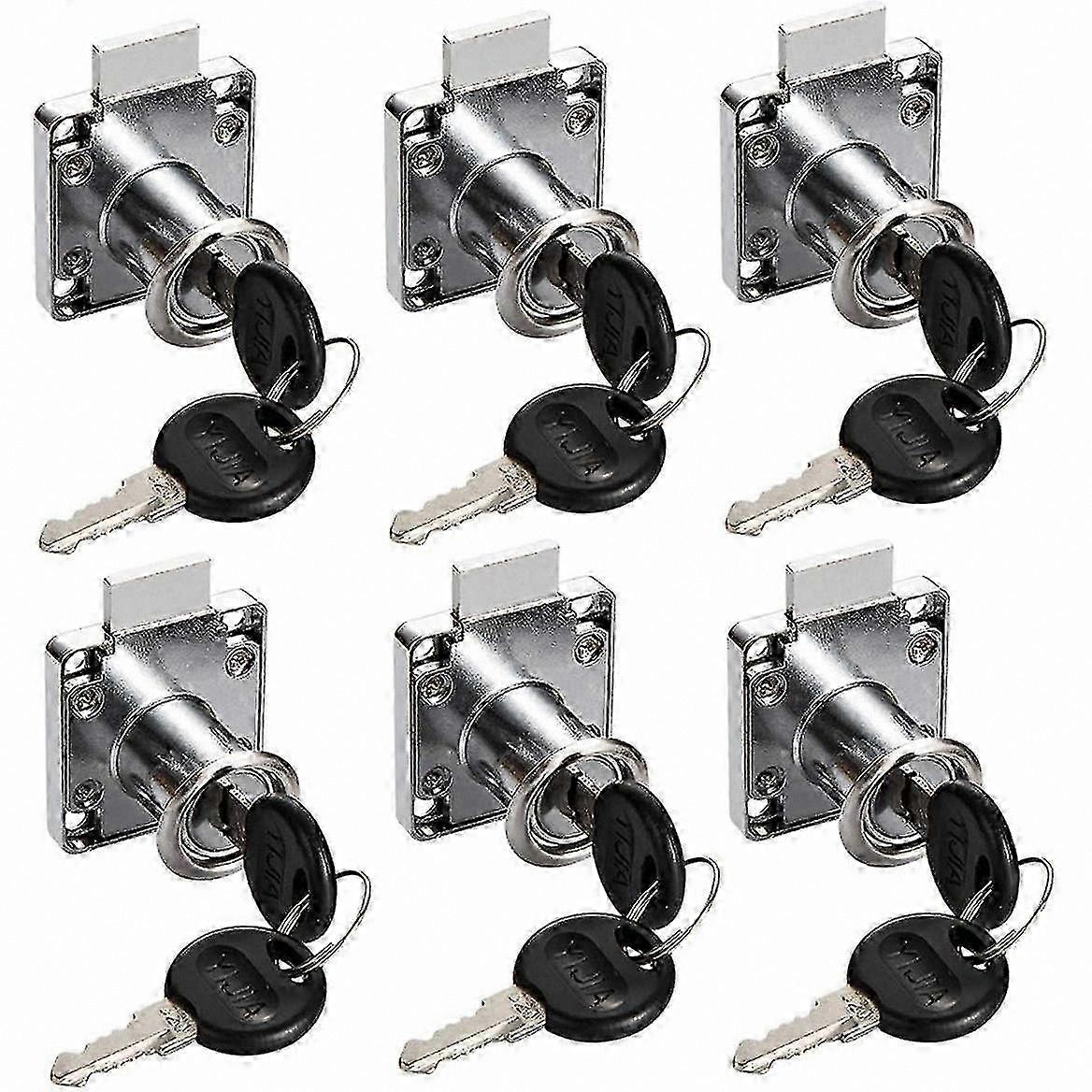 Silver Zinc Alloy Drawer Locks, 6-Pack