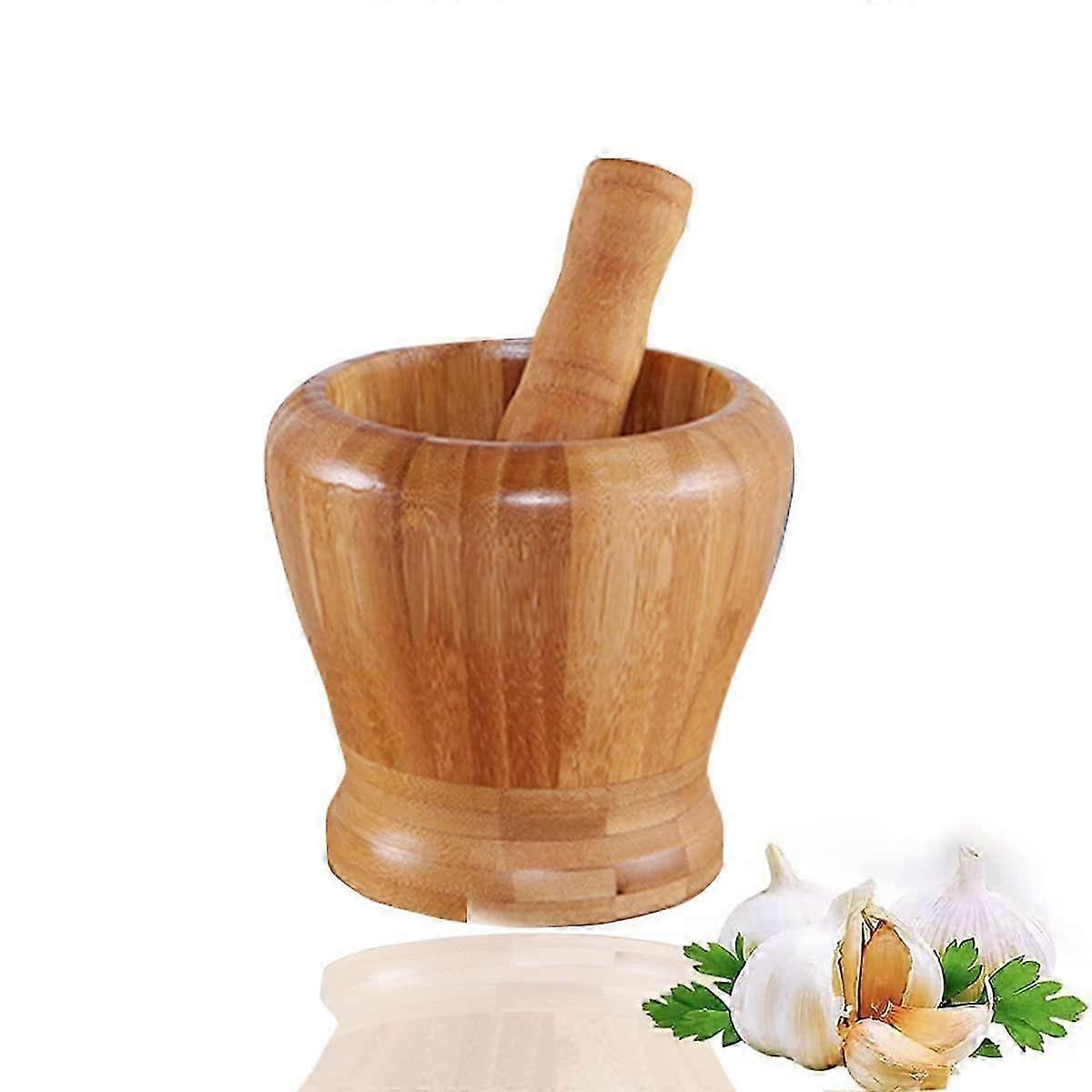 Garlic Masher, Bamboo Garlic Masher, Hand Mashed Medicine Mashed Garlic, Garlic Pepper Press Grinder, Easy to use and Clean