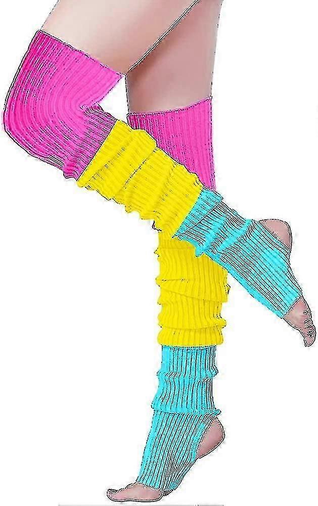 80s الرجعية مضلعة متماسكة طويلة الساق تدفئة للنساء والرجال ، الرقص الرياضة ملابس الحفلات