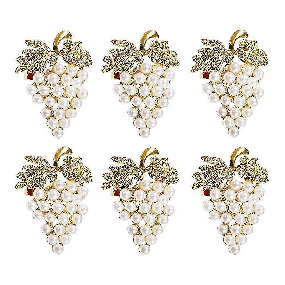 Set of 6 Diamonds Pearl Grape Napkin Ring Metal Napkin Buckle for C...