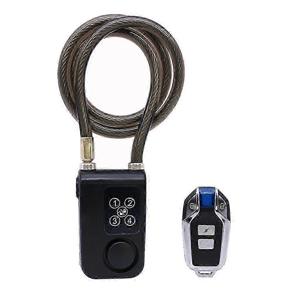 Bicycle and motorcycle lock alarm, 4-digit password, 110 decibels, wireless remote control, waterproof