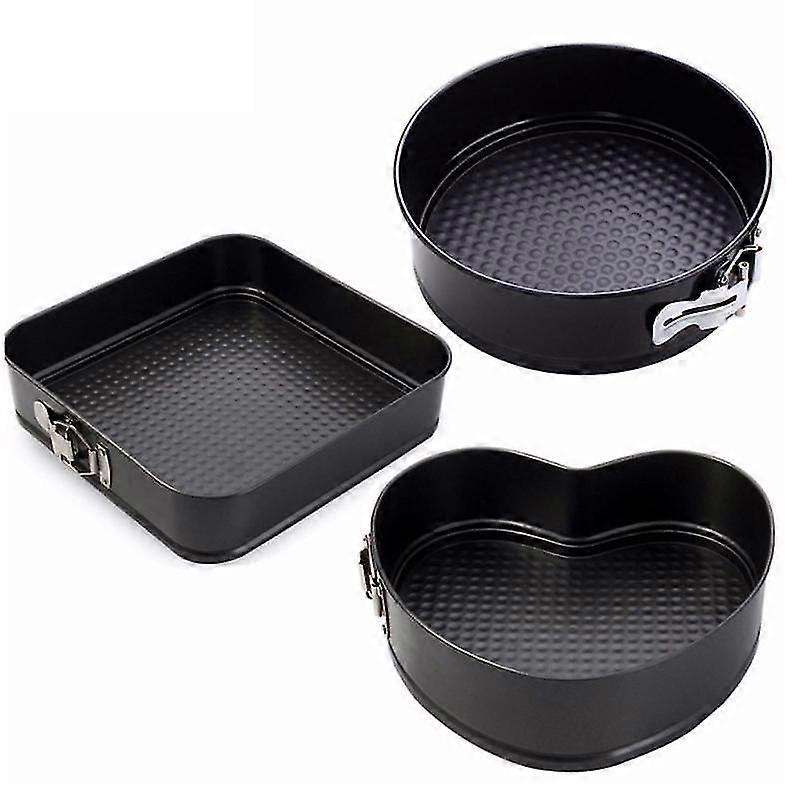 3Pcs Non-stick Removable Bottom Round Heart Square Shape Cake Mold Bakeware Set