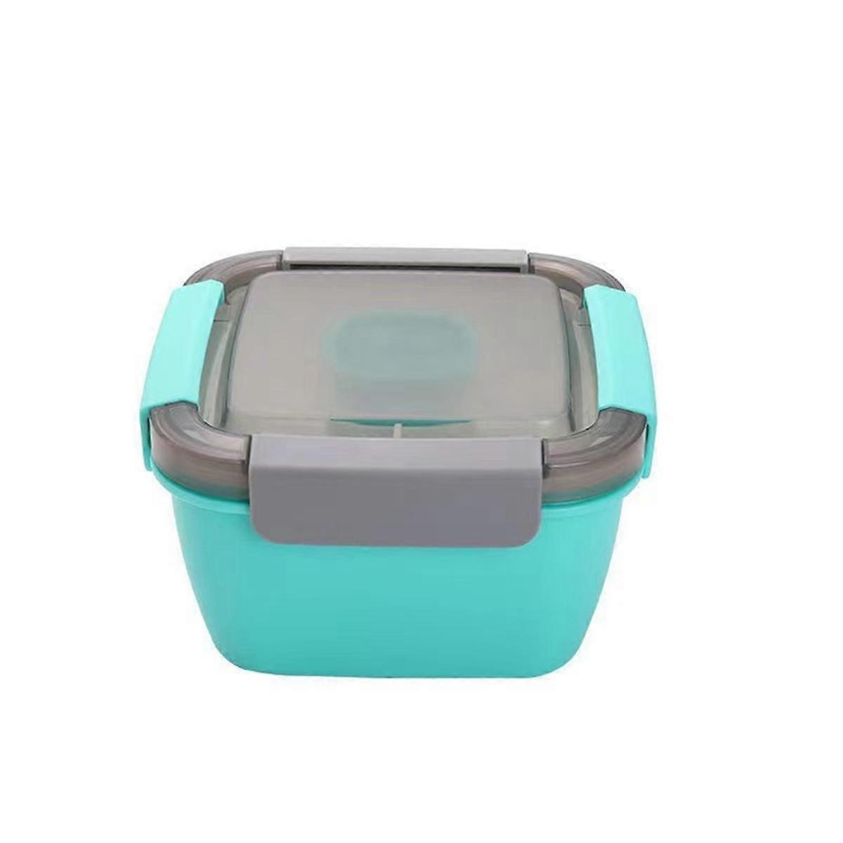 Plastic Lunch Box Lunch Box with Fork Sauce Box, Microwaveable Picnic Box Salad Fruit Preservation-