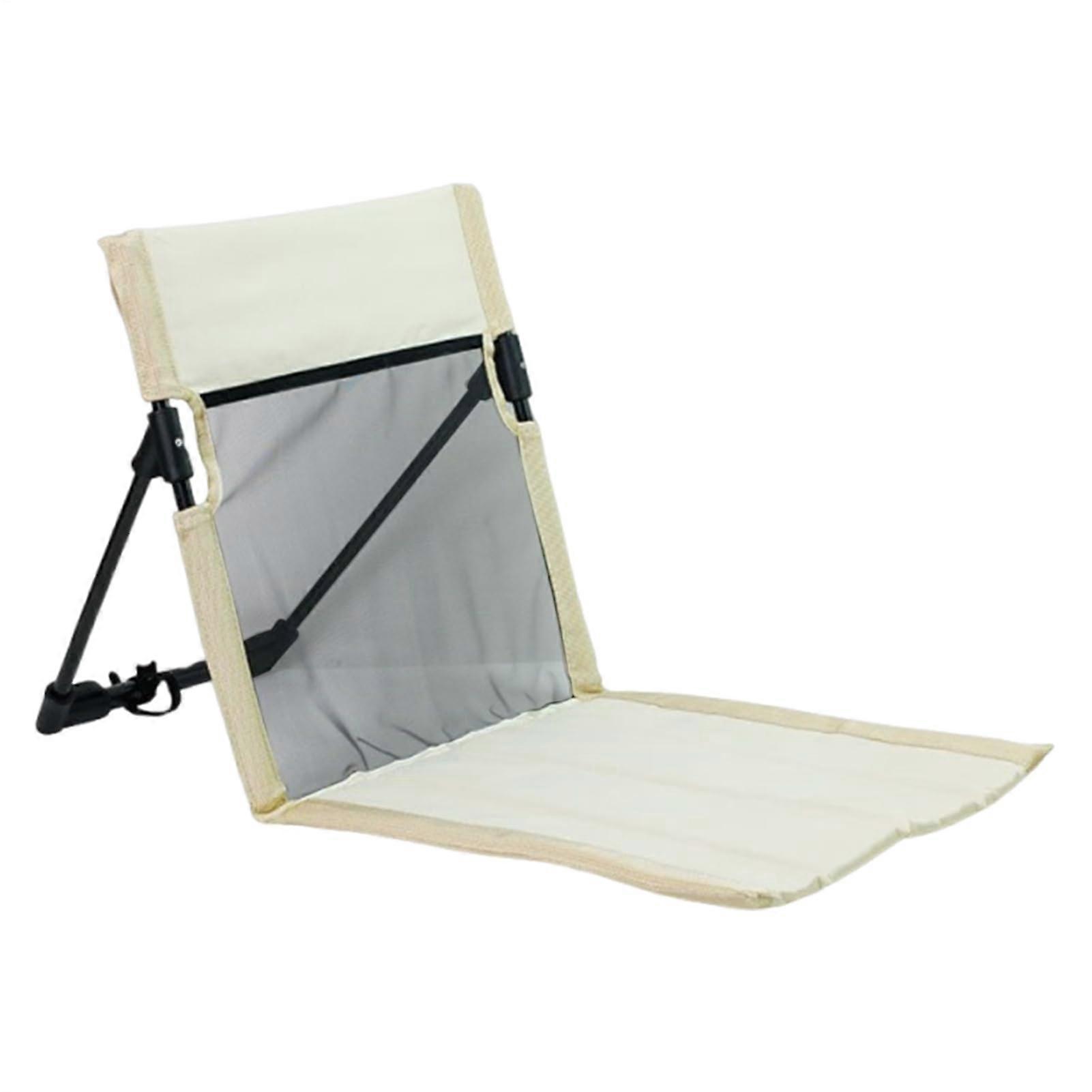 Folding Camping Chair With Backrest, Portable Floor Seat 15.43 x 15.16 x 6.22 In White For Travel RV Tailgating Beach