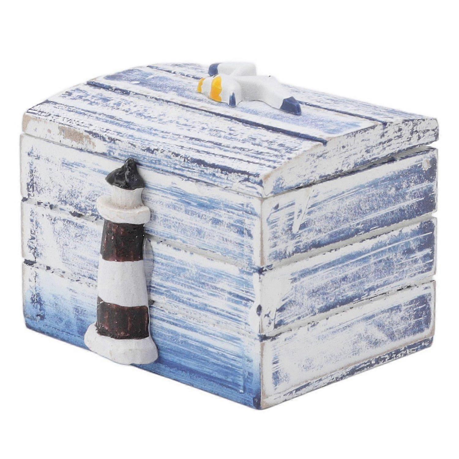 2025 Latest Model 4Pcs Wooden Jewelry Box Durable Wood Resin Nautic Style
