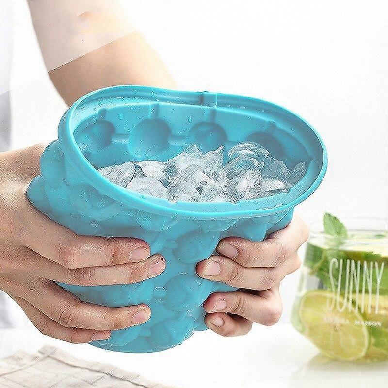 Outdoor Round Plastic Ice Bucket With Lid Silicone Ice Bucket Bar Double Layer  Tongs