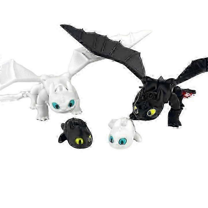 Toothless and the Light Fury Family 3D Figure Set - How to Train Your Dragon, 22 cm