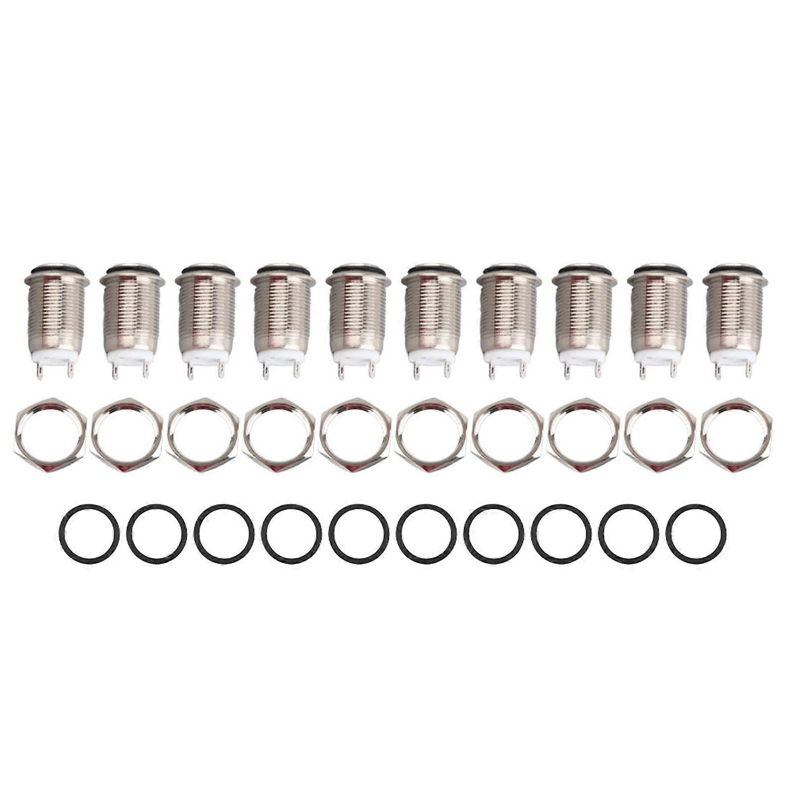 10Pcs/set 12mm 2A 250V Mini Waterproof 2Pin Metal Button Reset Jog Switch